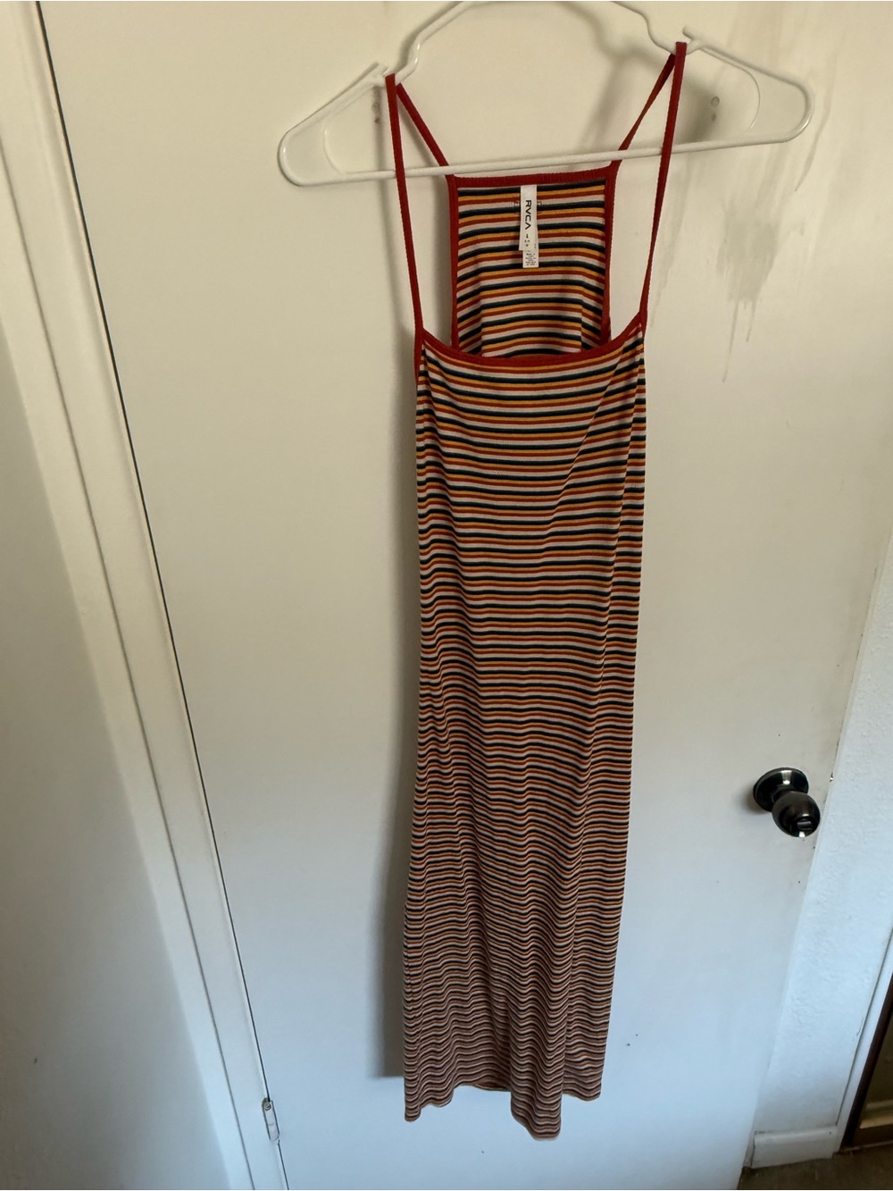 RVCA Striped Maxi Dress in Red, Black, Yellow